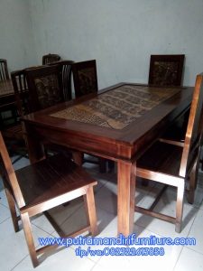 Kursi Makan Koin 6 Kursi Jati
