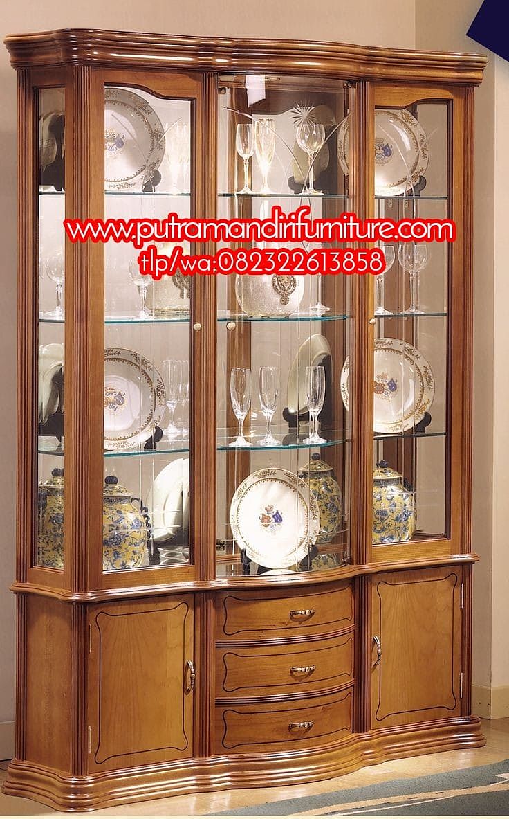 Lemari Hias Kaca Jati Natural Lemari Hias Kaca Jati Natural