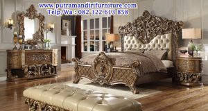 tempat tidur jati ukiran modern