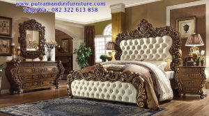 tempat tidur ukir jati klasik modern