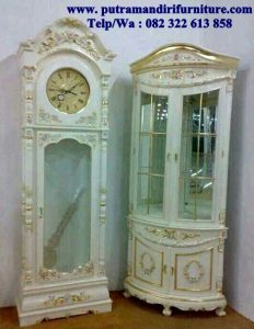 lemari jam hias ukir finishing duko