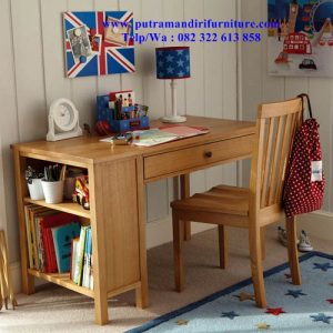 set meja belajar anak finishing natural