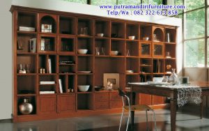 model rak buku kayu minimalis