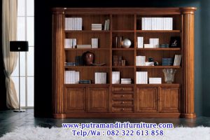 model rak buku kayu