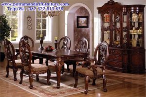 set meja makan ukiran klasik amish KMM-36