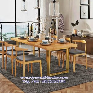 Model Meja Makan Kayu Solid Minimalis Natural