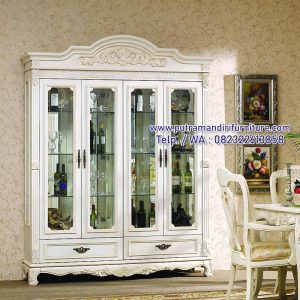 Model Lemari Hias Modern Putih Desain Pajangan Klasik