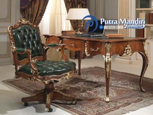 Meja Kantor Kayu Jati Klasik Mewah Ukiran Jepara
