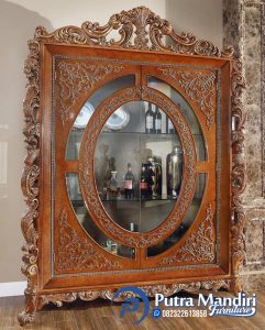 Model Lemari Pajangan Jepara Jati Klasik Ukiran Mewah