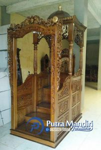 New Model Mimbar Masjid Gapura Ukiran Jati Jepara