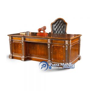 Set Kursi Meja Kantor Mewah Kayu Jati Klasik Jepara