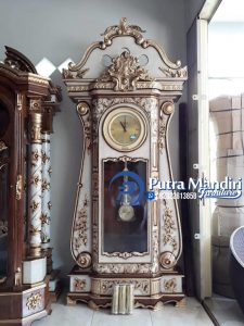 Jual Lemari Jam Ukir Jepara Hias Mewah Finishing Marmer