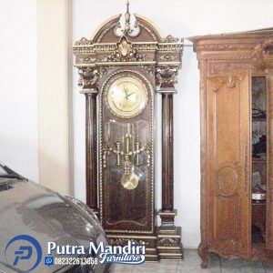 Lemari Jam Mewah Ukiran Klasik Jati Jepara