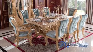 Dining Set Meja Makan Modern Klasik Ukiran Mewah