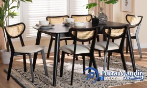 Kursi Meja Makan Cafe Minimalis Natural Black