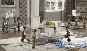Model Meja Tamu Mewah Ukiran Jepara 1 Set