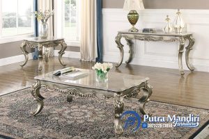 Set Meja Ruang Tamu Mewah Ukir Klasik Gold Jepara
