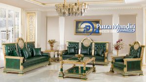 Sofa Tamu Mewah Gold Klasik Terukistail