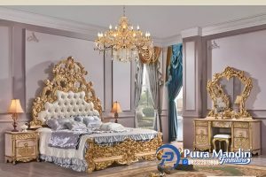 Set Kamar Mewah Sultan Gold Klasik Jepara Terpopuler
