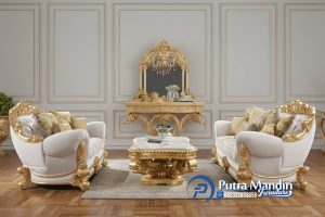 Sofa Tamu Gold Klasik Mewah Ukiran Terpopuler