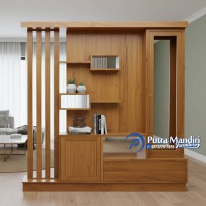 Lemari Partisi Minimalis Kayu Jati Premium