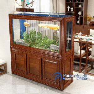 Meja Aquarium Kayu Jati Minimalis