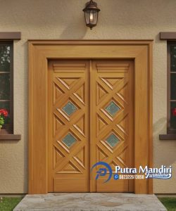Pintu Utama Kayu Jati Minimalis Motif Terbaru