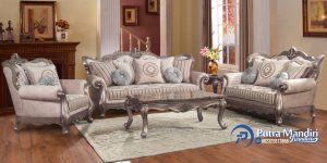 Sofa Tamu Silver Mewah Klasik Ukiran Jepara