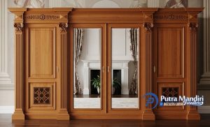 Lemari Pakaian Wardrobe Mewah Jati Minimalis