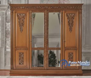 Model Lemari Pakaian Jati Minimalis 4 Pintu