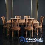 Meja Makan Mewah Klasik Ukiran Jati Jepara