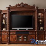 Bufet Lemari TV Jati Klasik Ruangan Mewah