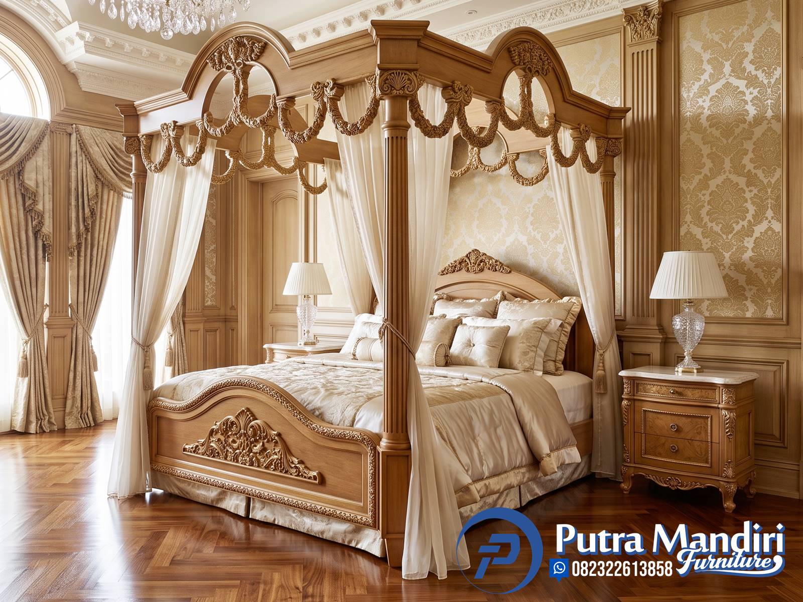 Model Tempat Tidur Ukir Kanopi Kelambu Terbaru Jepara