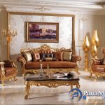 Set Kursi Tamu Jati Ukiran Warna Gold