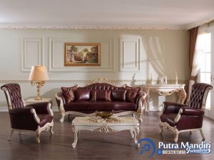 Set Kursi Tamu Modern Terbaru Kulit Asli