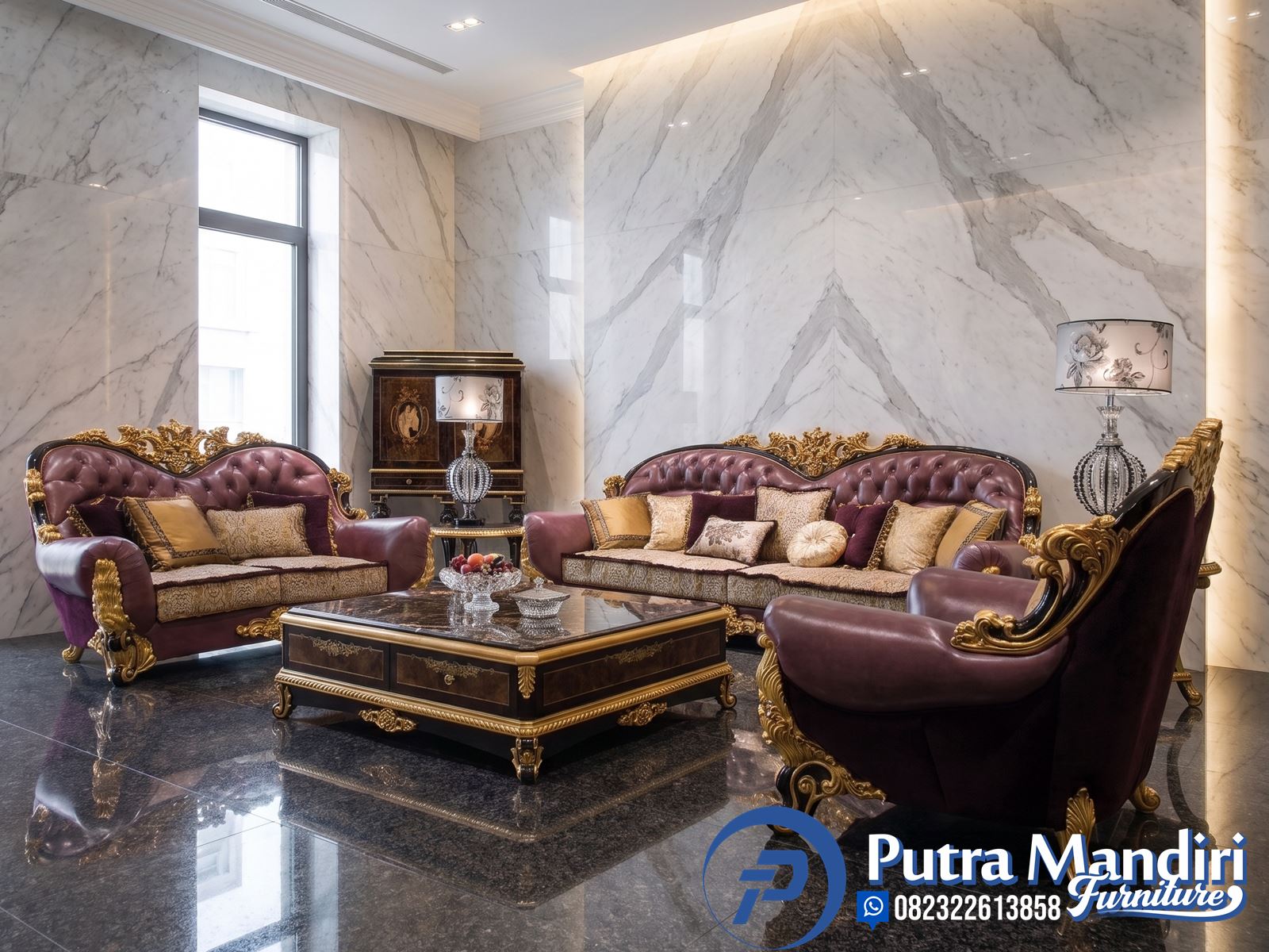 Set Sofa Tamu Ukir Jepara Mewah Gaya Eropa