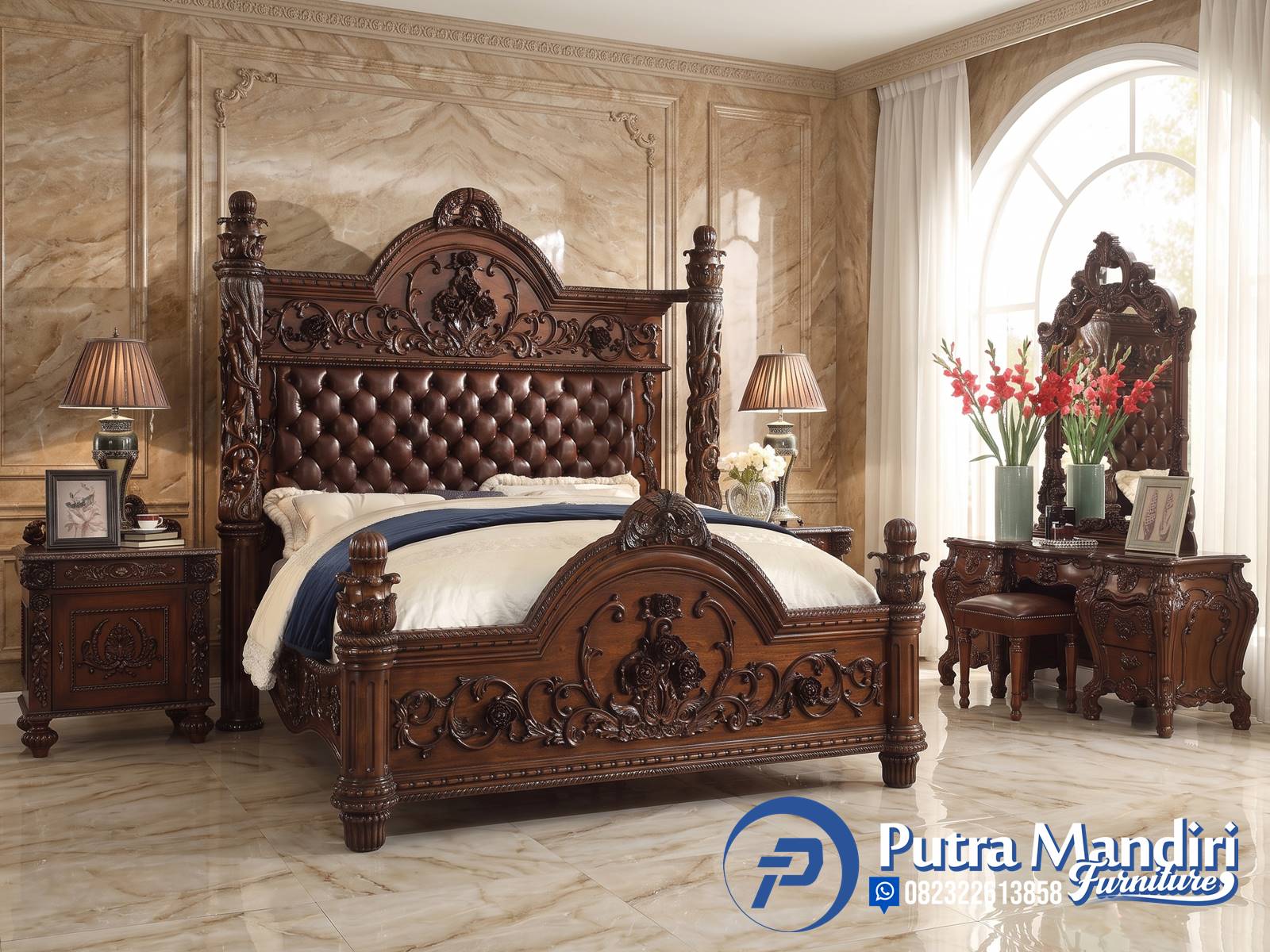 Set Tempat Tidur Ukir Klasik Mewah Jepara